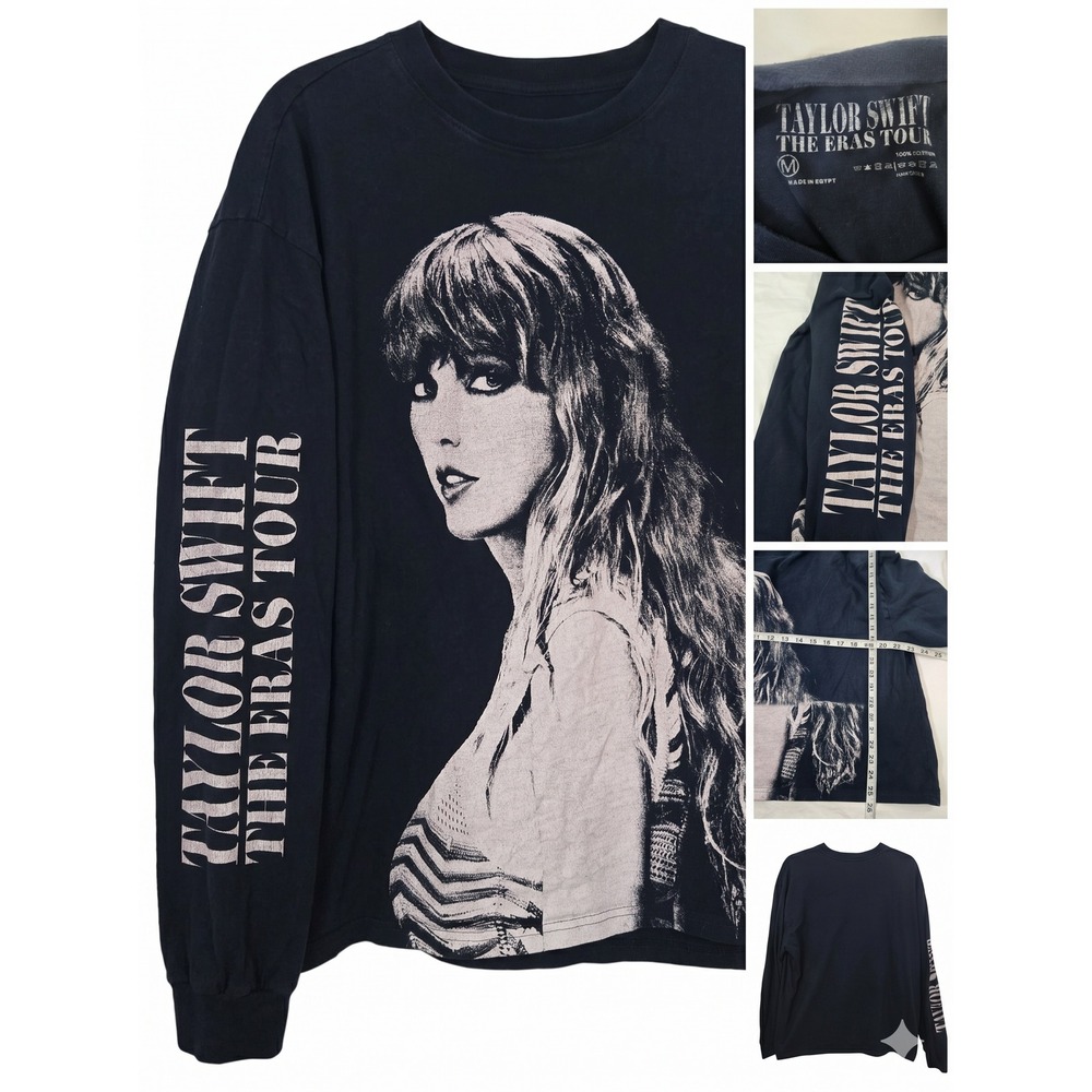 Taylor Swift The Eras Tour Long Sleeve Shirt Mens M Dark Blue Concert Merch